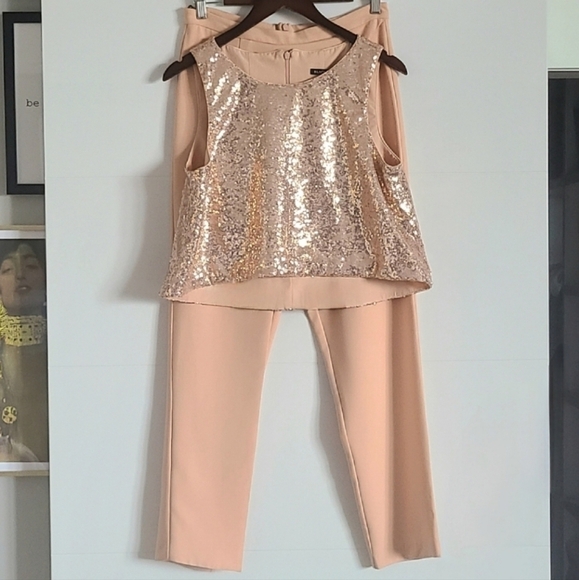 Black Halo Alba Two-Piece Pant Set, Size 8, Pink, NWT - Picture 8 of 16